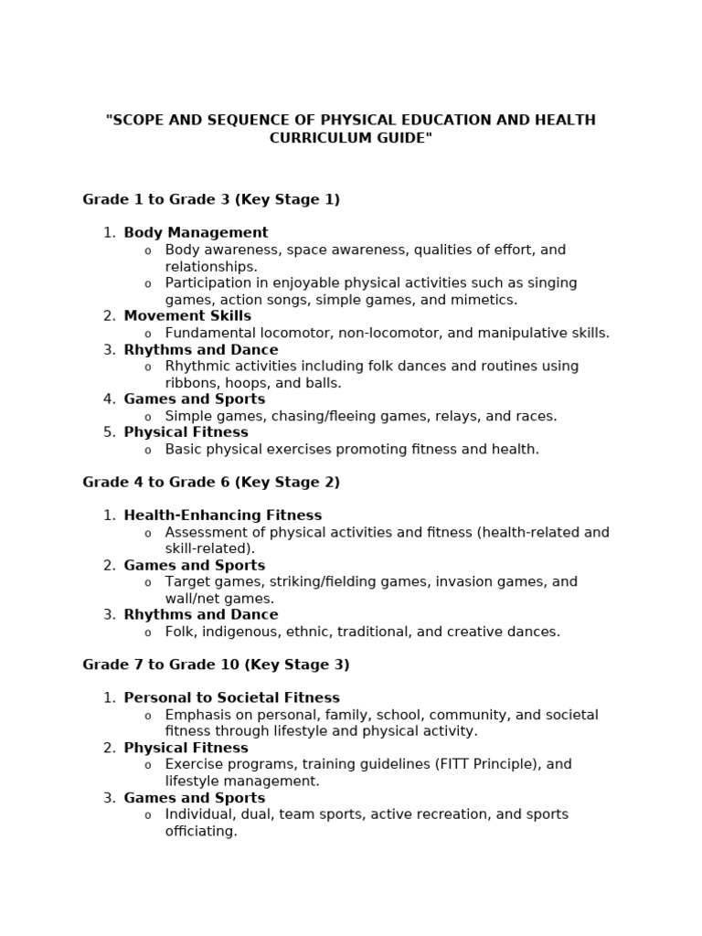 Physical Education Curriculum Guide | PDF