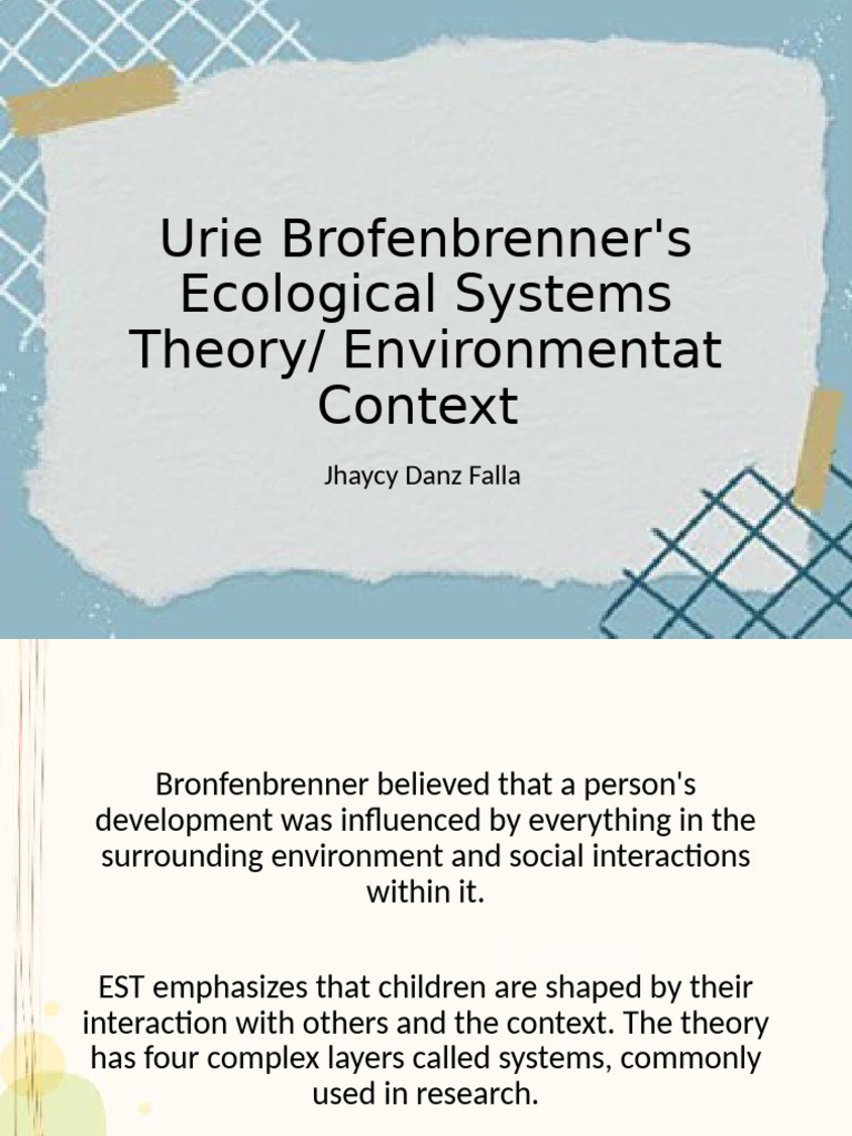 Urie Brofenbrenners Ecological Systems Theory Environmentat ...