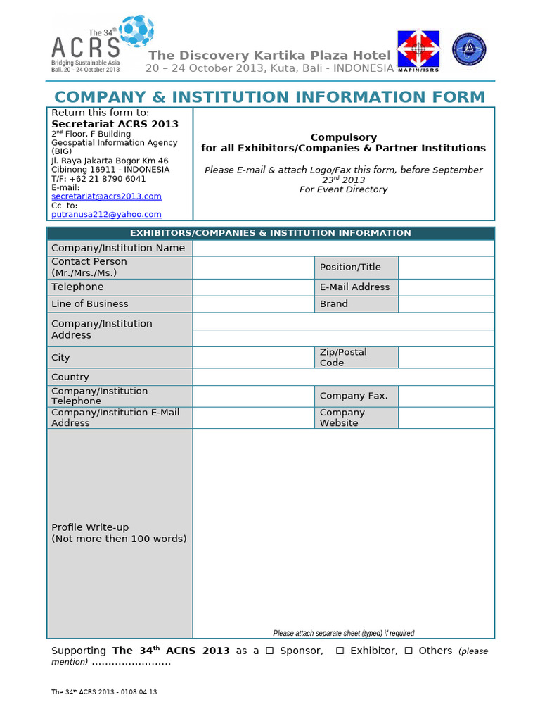 ACRS 2013 BASE FORM | PDF | Indemnity | Trademark