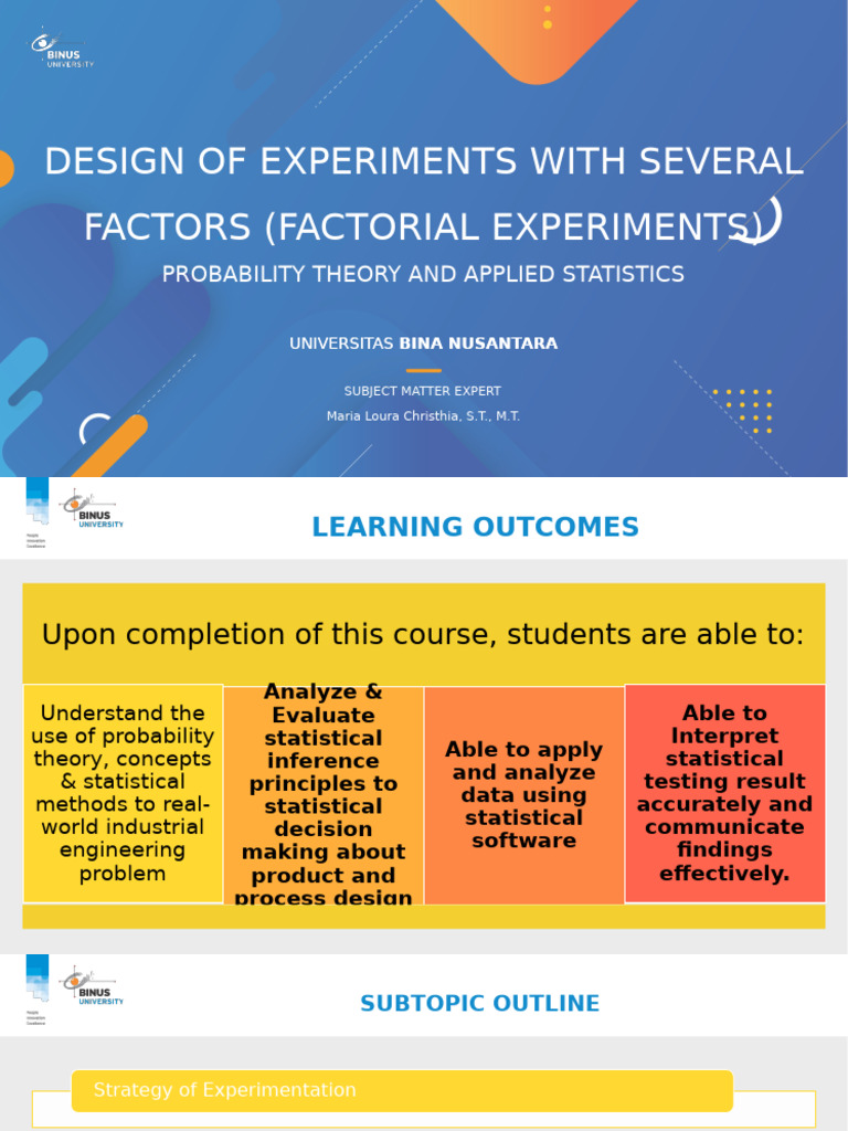 Factorial Experiments in Statistics | PDF | Experiment | Statistics