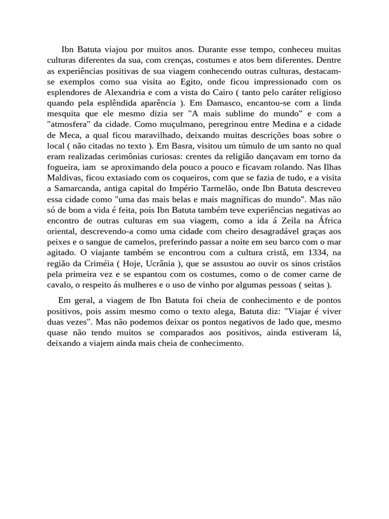 Viagens e Culturas de Ibn Batuta | PDF