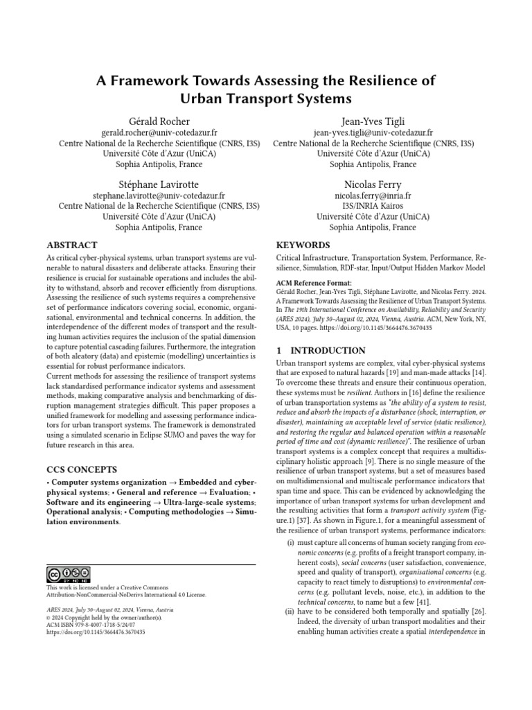 Assessing Urban Transport Resilience Framework | PDF | Resource ...