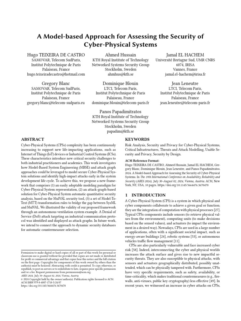 Cyber-Physical Systems Security Assessment | PDF | Scada | System