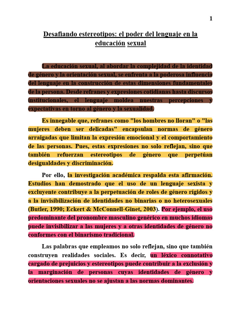 1 Desafiando Estereotipos | PDF | Género | Estudios de género