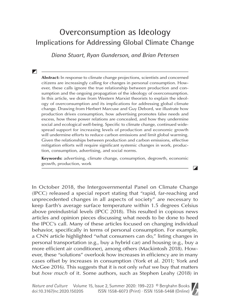Overconsumption's Role in Climate Change | PDF | Climate Change | Gross ...