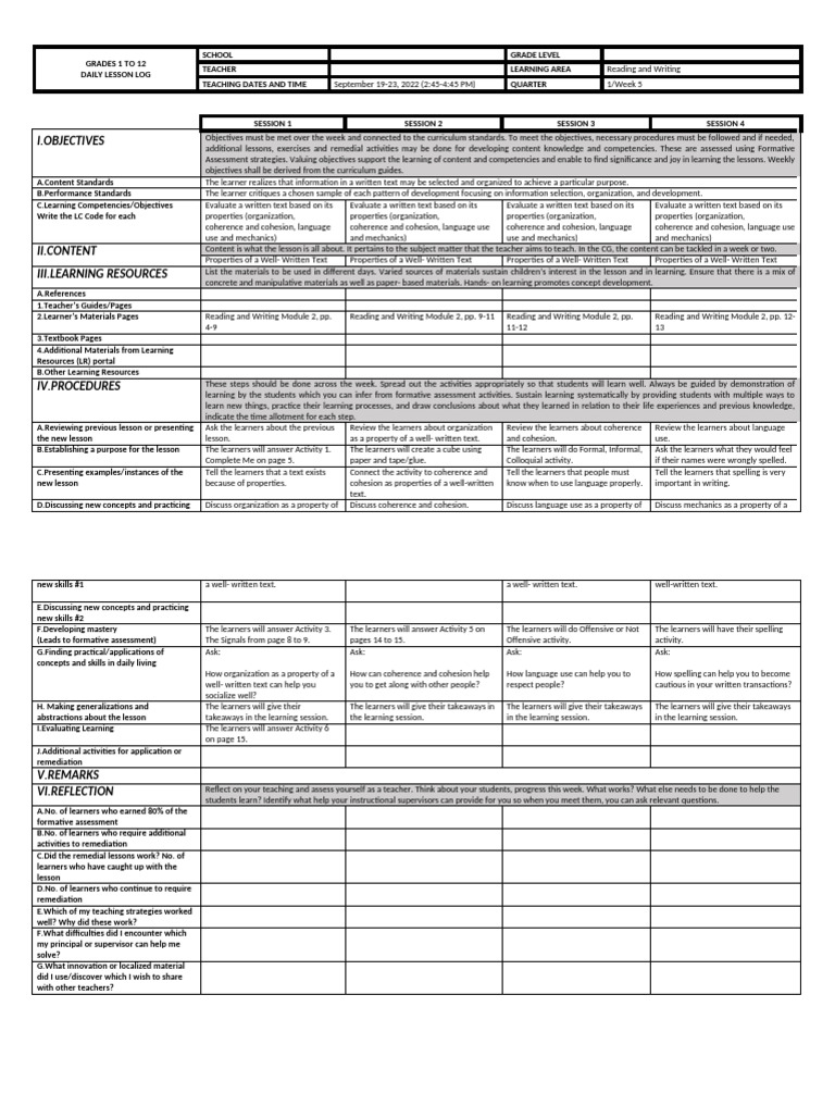 Rw Q1 W5 Pdf Learning Teachers