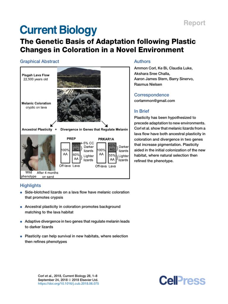 10 1016j Cub 2018 06 075 | PDF | Natural Selection | Single Nucleotide ...