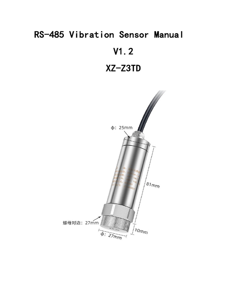 RS-485 Vibration Sensor Manual | PDF | Electronics | Electrical Engineering