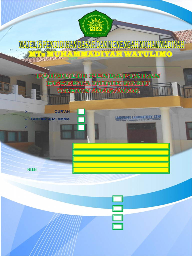 Formulir Pendaftaran Mts Muhammadiyah Pdf