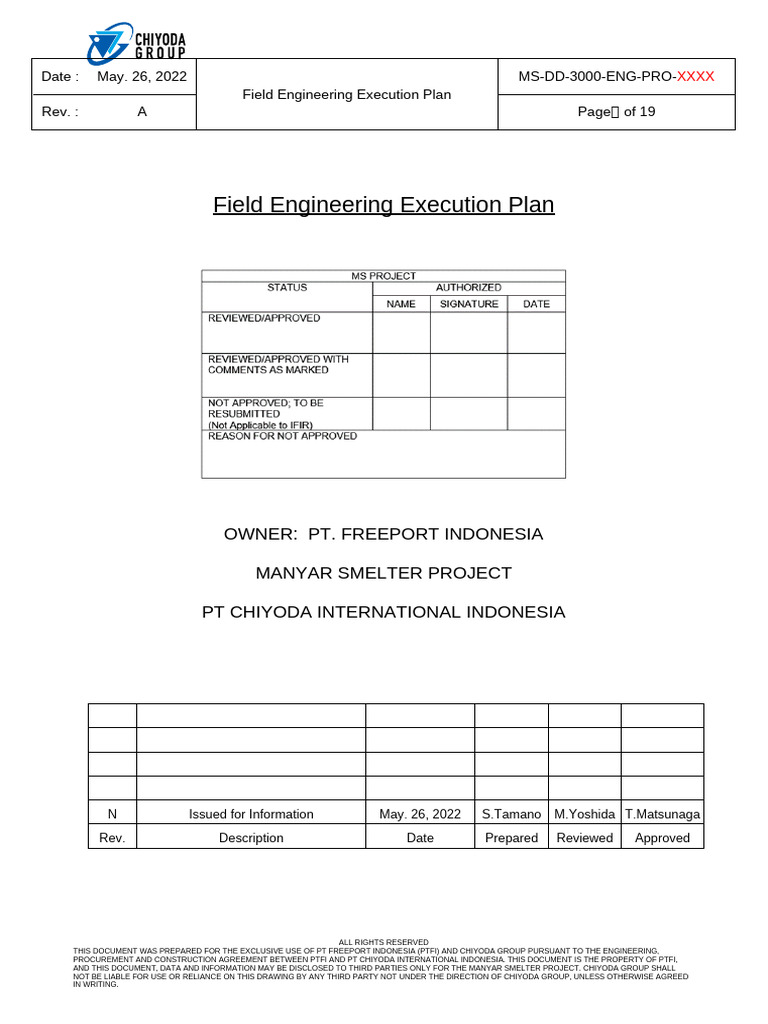 Manyar Smelter Project Execution Plan | PDF | Specification (Technical ...