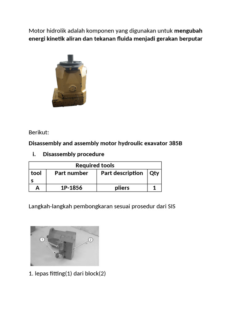 Laporan Pak Muis Motor Hyrdroulic | PDF