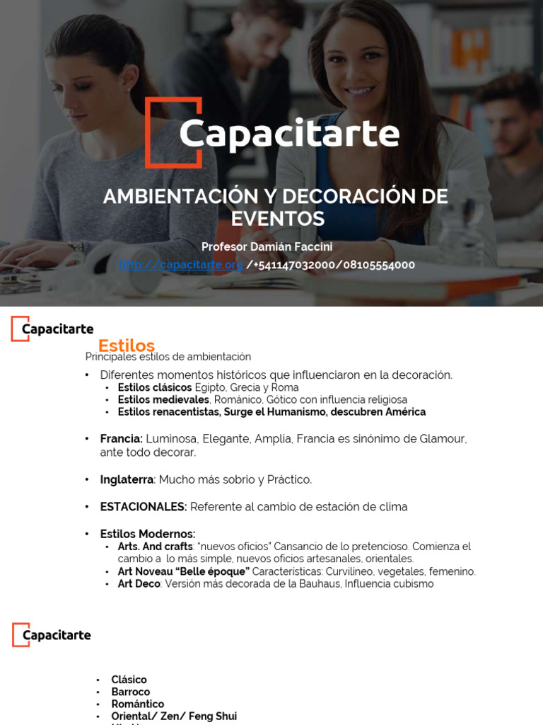 Curso De Decoración Y Ambientación De Eventos Capacitarte Clase 1