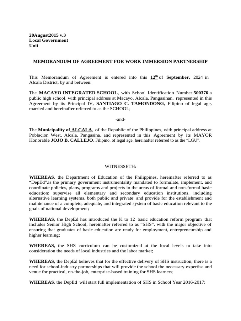 20-aug-moa-template-for-work-immersion-lgu-mad-pdf-employment
