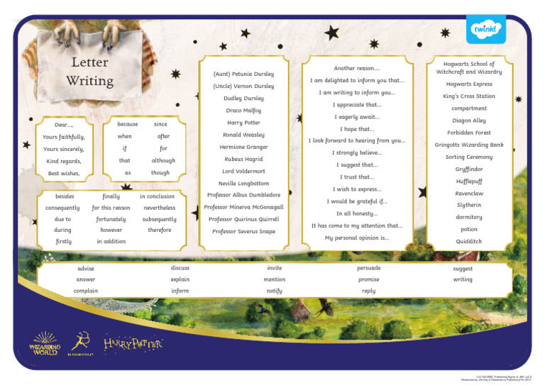 Letter Writing Word Mat A3 | PDF | Mythography | J. K. Rowling