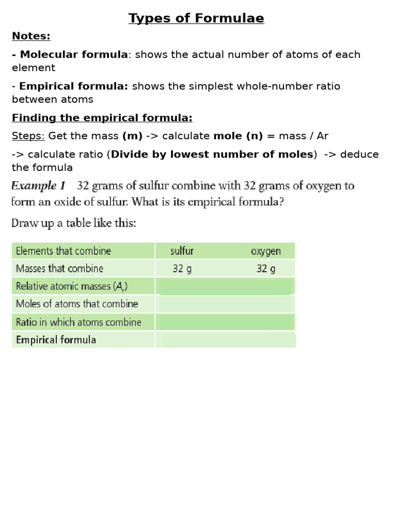 5.2 Types of Formulae | PDF