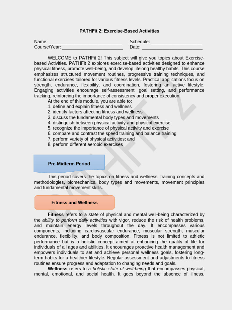 PATHFit 2: Exercise & Wellness Guide | PDF | Strength Training ...