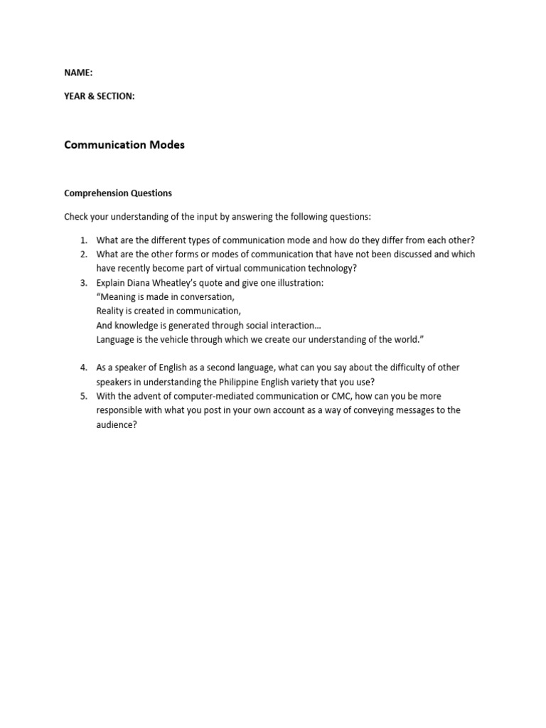 Communication Modes_Comprehension | PDF