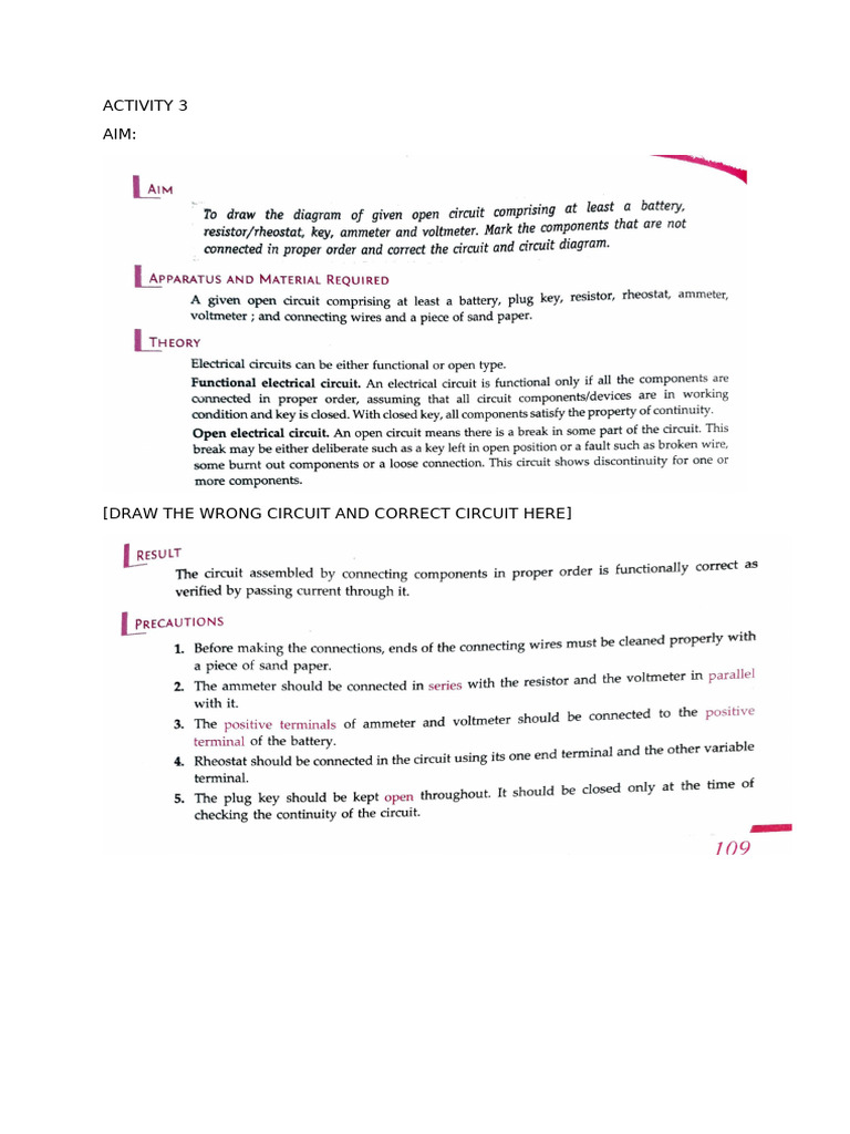 Circuit Diagram Correction Activity | PDF