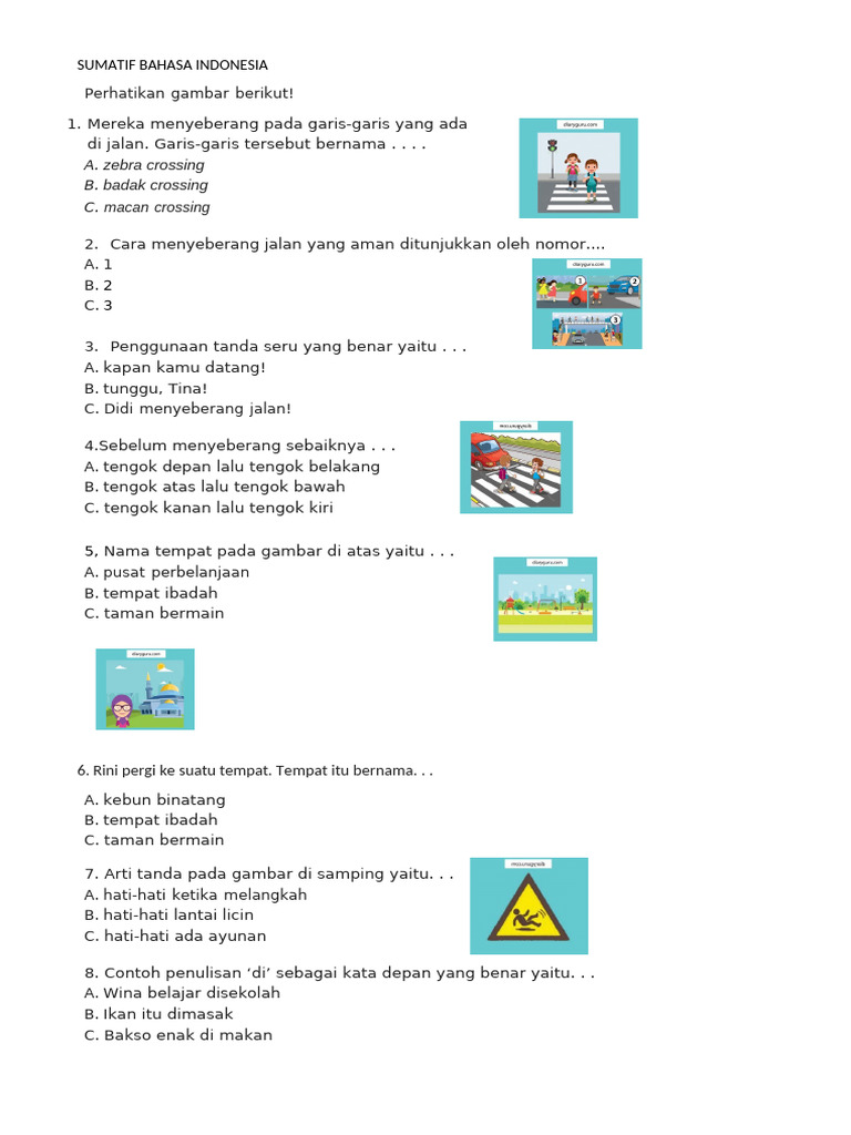 Soal Ujian Bahasa Indonesia Dasar