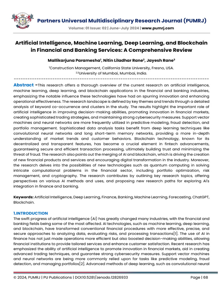 AI and Blockchain in Finance Review | PDF | Artificial Intelligence ...