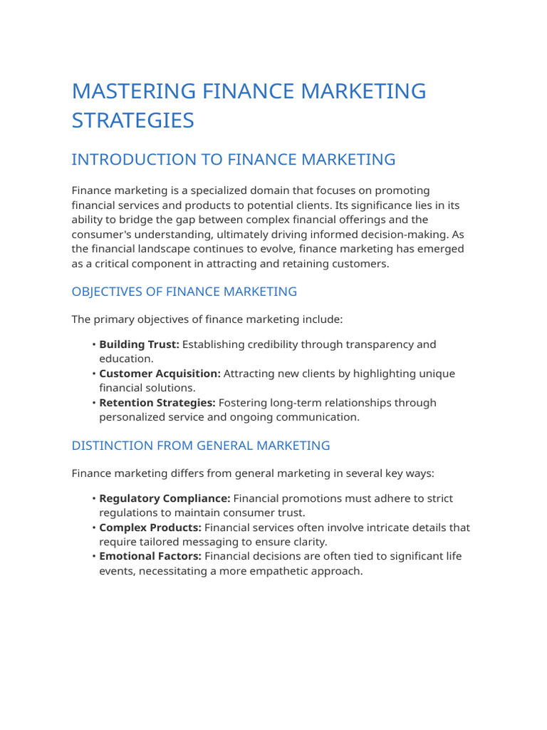 Mastering Finance Marketing Strategies | PDF | Marketing | Artificial ...