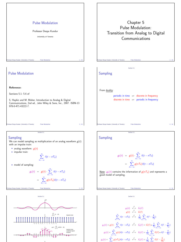 Pulse Modulation for Engineering Students | PDF | Telecommunications ...
