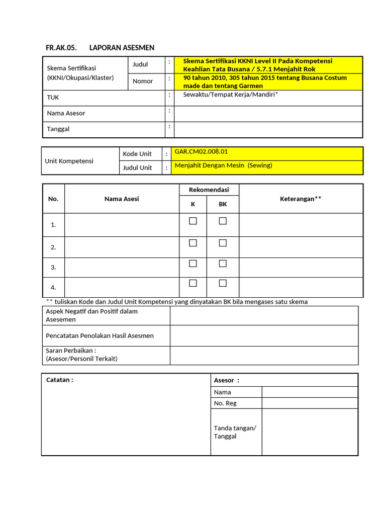 Laporan Asesmen Sertifikasi KKNI II | PDF