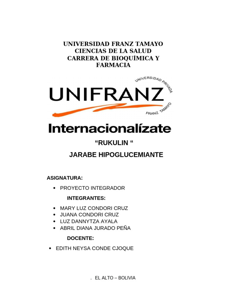 Rukulin Jarabe Hipoglucemiante W1ord | PDF