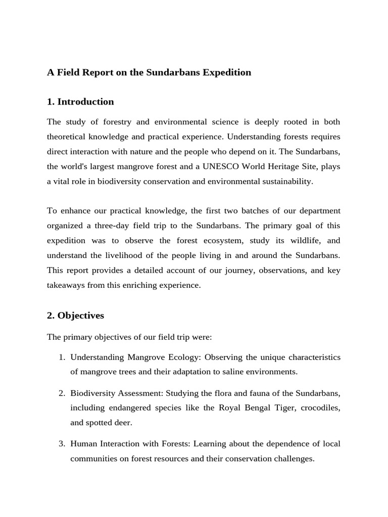 A Field Report On The Sundarbans Expedition | PDF | Conservation ...