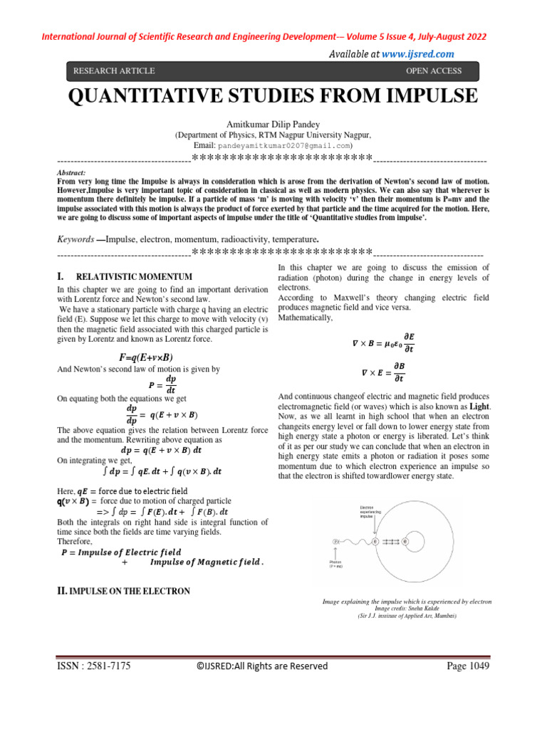 Quantitative Studies on Impulse in Physics | PDF | Atomic Nucleus | Atoms