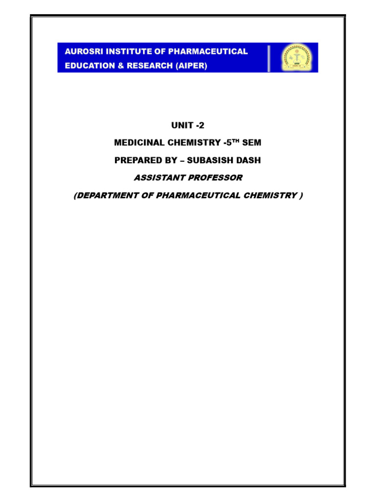 Medicinal Chemistry Unit 2 Overview | PDF