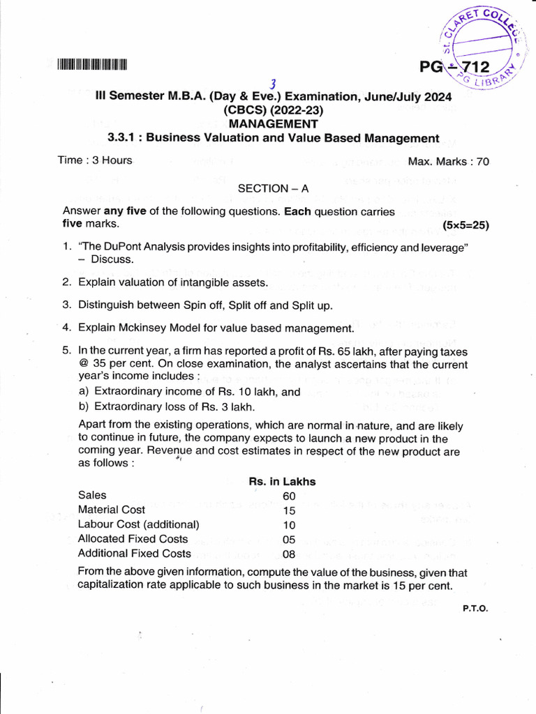 Business Valuation & Value-Based Management | PDF | Mergers And ...