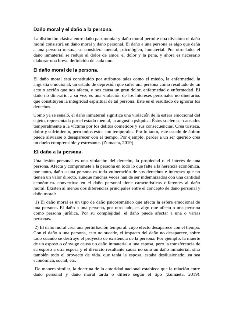 Daño Moral vs. Daño a la Persona | PDF | Violación | Moralidad