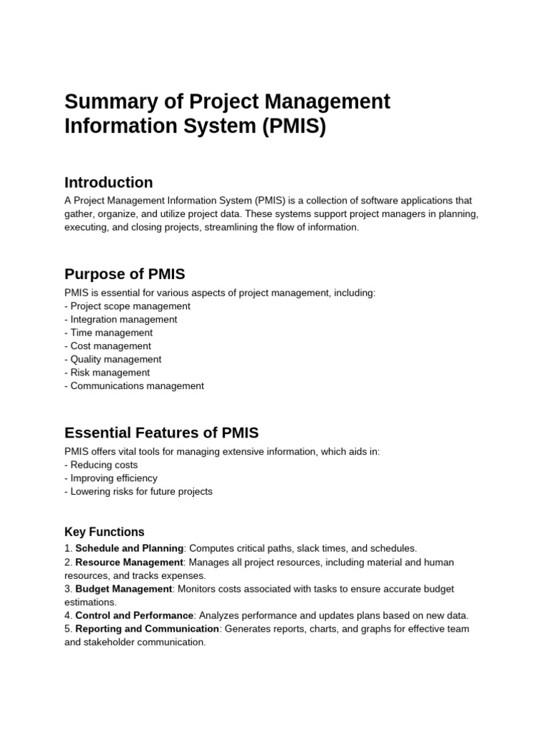 Overview of Project Management Information Systems | PDF