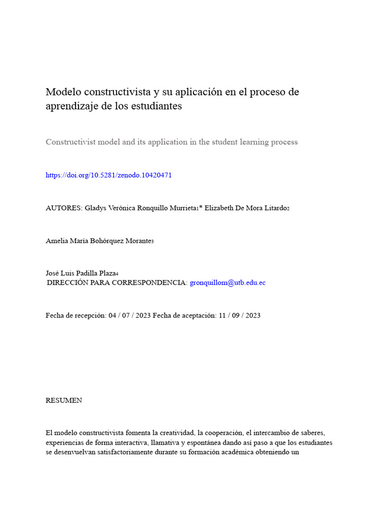Impacto del Modelo Constructivista en Aprendizaje | PDF | Aprendizaje ...