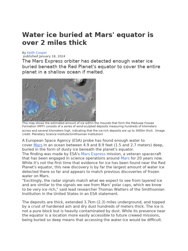 Tb. Water Ice Buried at Mars | PDF | Mars | Bodies Of The Solar System