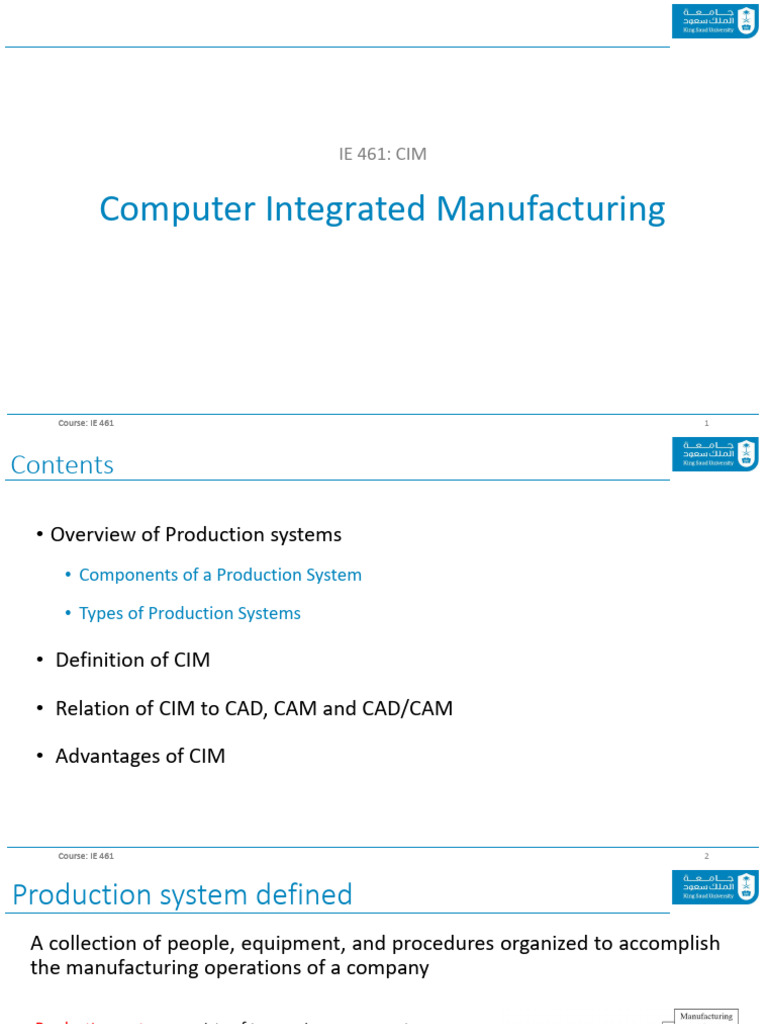 CIM in IE 461: Overview and Concepts | PDF | Automation | Computer ...