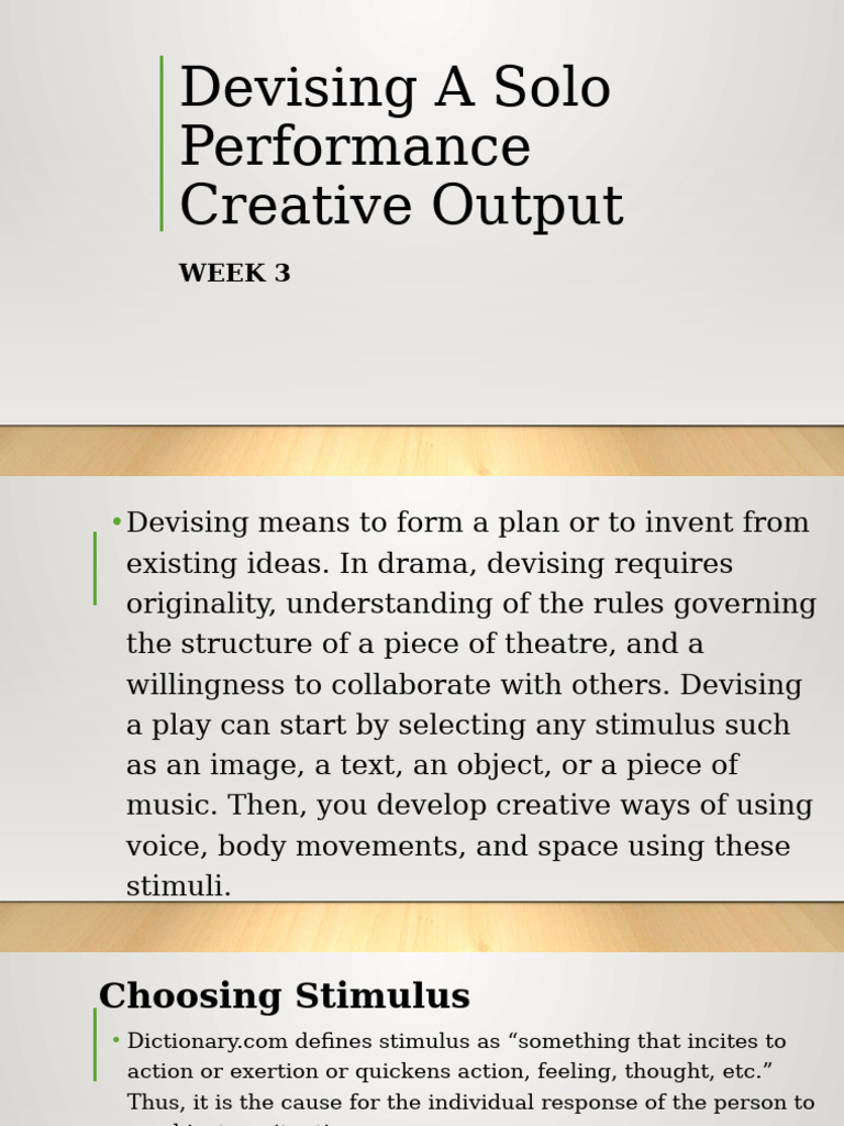 Devising Solo Performance Techniques | PDF | Cognitive Science | Cognition