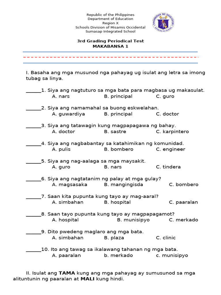 Makabansa 3rd Q | PDF