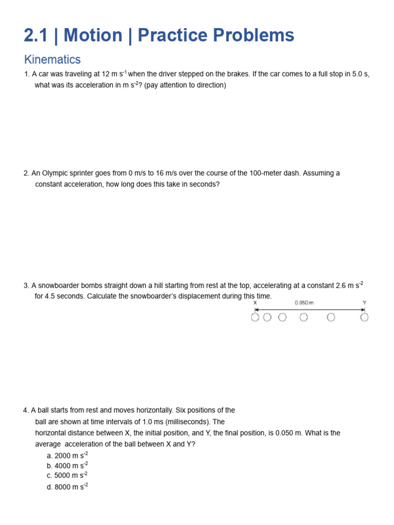 PYA1_Practice_Motion_4-6 | PDF | Mechanics | Physical Phenomena