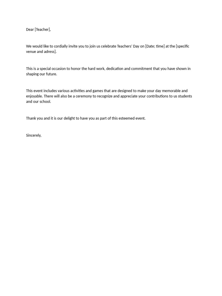 Teachers Letter | PDF