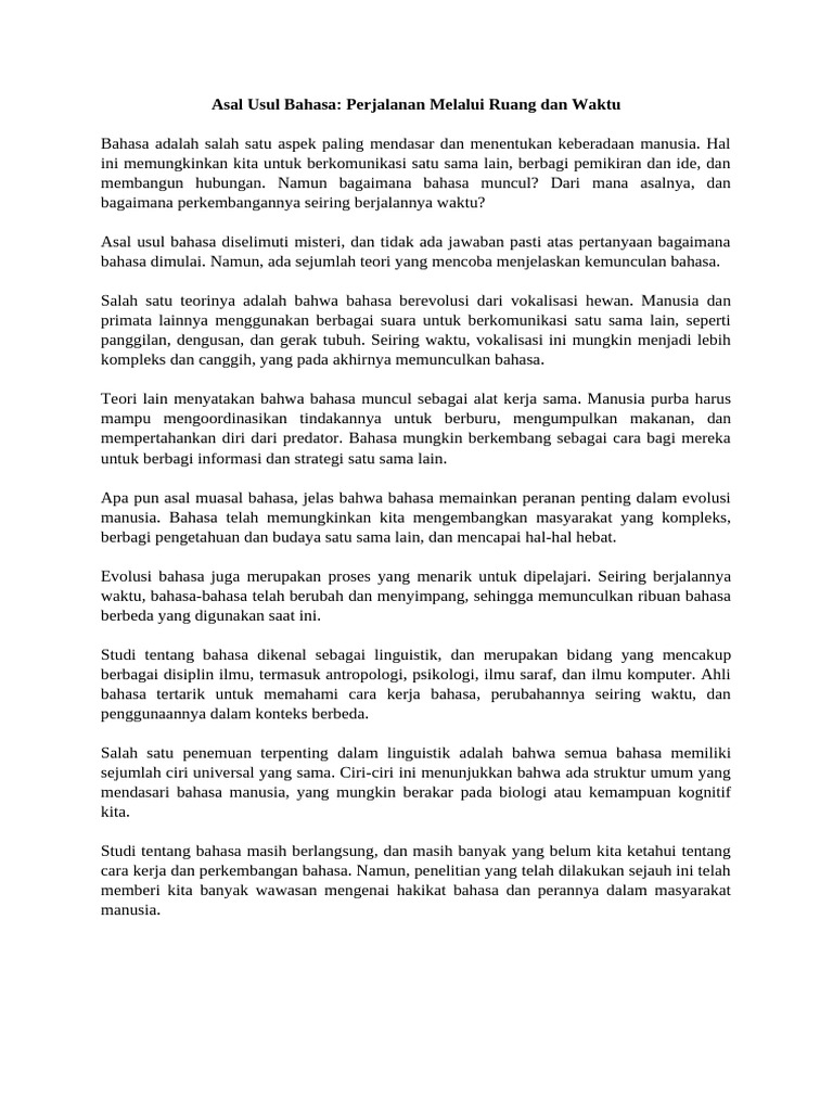 Asal Usul dan Evolusi Bahasa Manusia | PDF