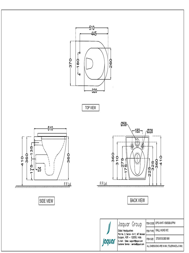 Wall Hung WC Dimensions and Specs | PDF