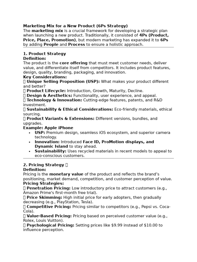 6Ps Marketing Mix for New Products | PDF | Pricing | Marketing
