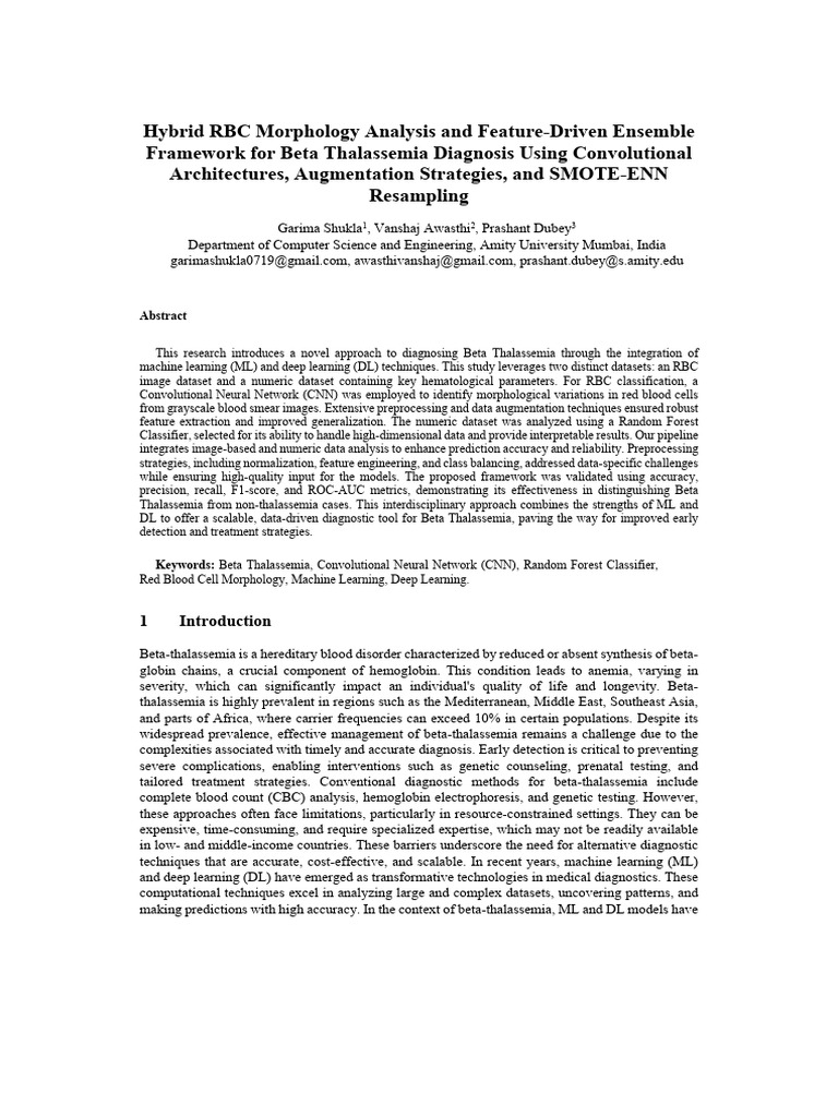 Hybrid RBC Morphology Analysis and Feature-Driven Ensemble Framework ...