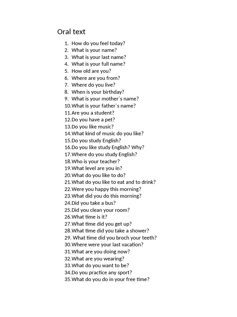 Common English Conversation Questions | PDF