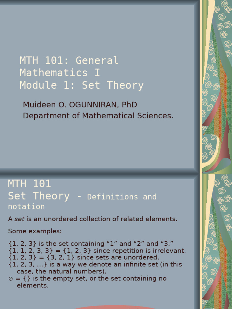 Set Theory Basics and Definitions | PDF | Set (Mathematics ...