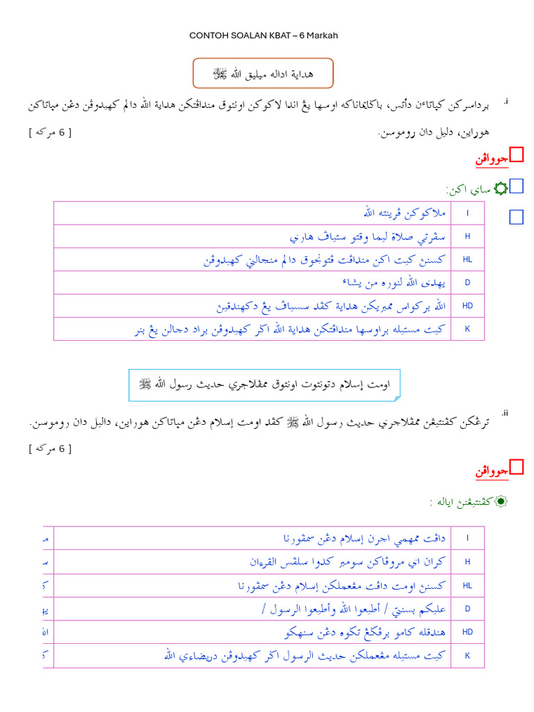 Contoh Soalan & Jawapan KBAT PQS | PDF