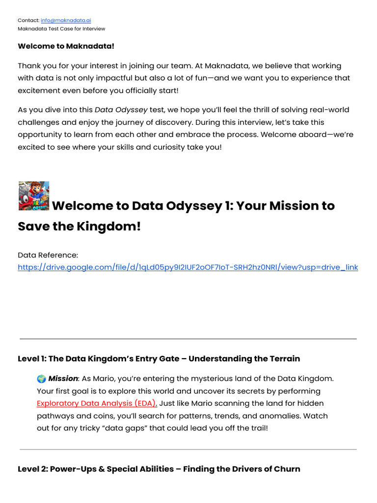 Welcome To Data Odyssey 1: Your Mission To Save The Kingdom! | PDF | Mario