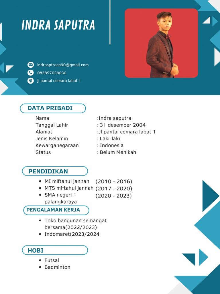 Biru Putih Geometris Modern Lulusan Baru CV Resume Riwayat Hidup PDF | PDF